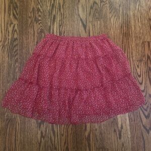 Vintage Red Floral Tiered Above Knee Skirt by Funky People Sz XL